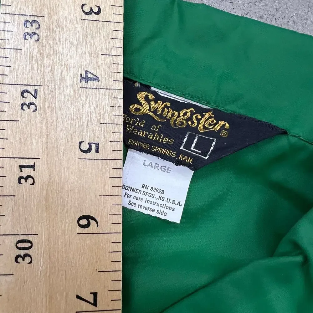True Vintage Swingster TX Trojan Seed Corn Jacket Windbreaker Coaches Snap Up L